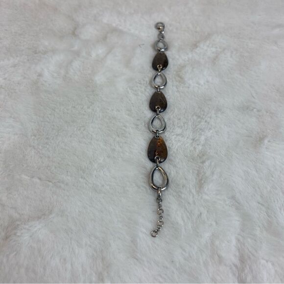 Fossil Bracelet Silver Tone With Brown Overlay - Picture 7 of 8